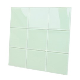 CASAPALACE Green Peel and Stick Glass Tile, Square Mosaic Wall Tiles with Frame, Stick on Glass Backsplash (5 Sheets, 12"x12")