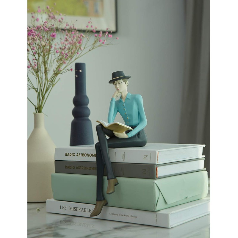HAUCOZE Modern Home Decor Sculpture Reading Man Figurine Statue Table