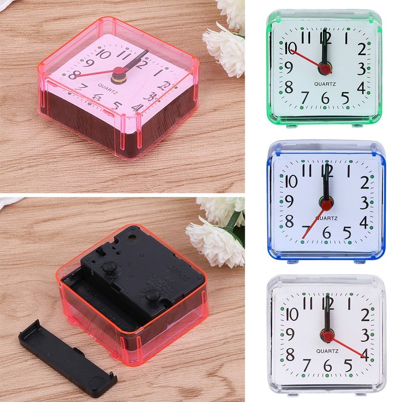 fatteryu Mini Square Quartz Beep Alarm Clock Plastic Desk Table