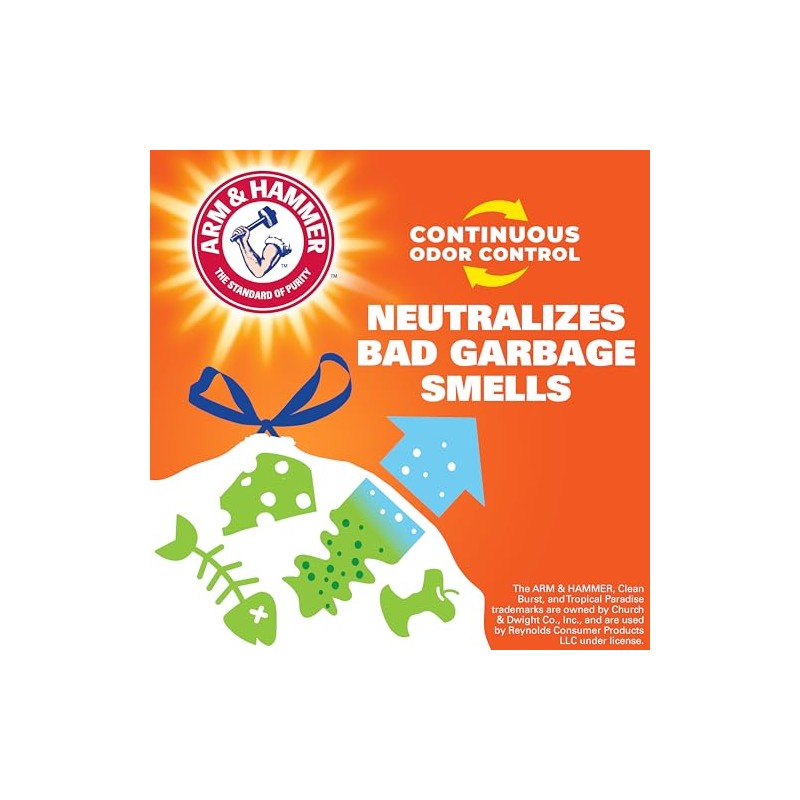 Hefty bolsas de basura con cordón para cocina, ultra fuertes,