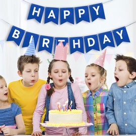 Imtively Happy Birthday Banner,Happy Birthday Decorations Birthday Flag Bunting for Birthday Party Backdrop Decor,Happy Birthday sign Party Supplies for Girls Boys Kids and Women Party Hanging Decor (Blue)