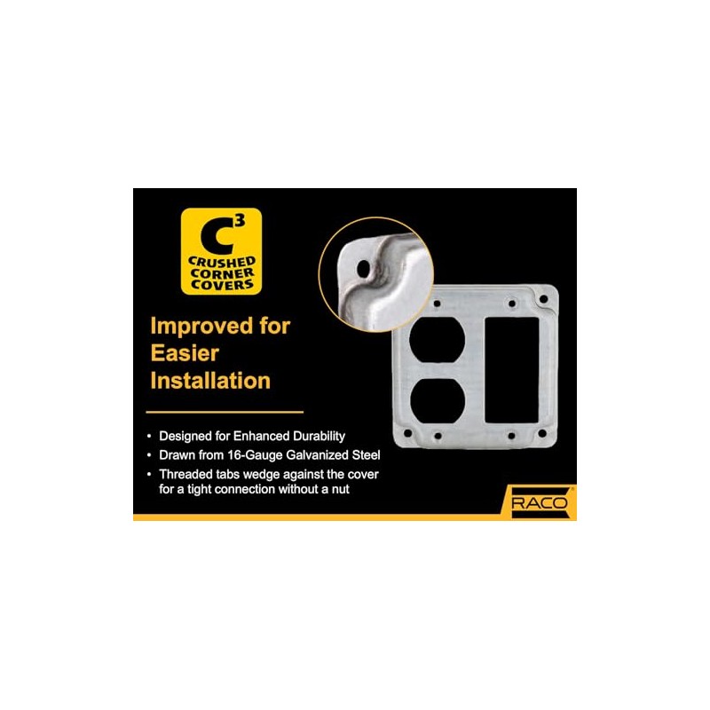 Hubbell-Raco 915C 1 GFCI and 1 Duplex Receptacle 4-Inch Square