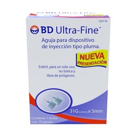 Aguja Ultra-fine 31G X 5mm Para Pluma - 1 Caja X 10u