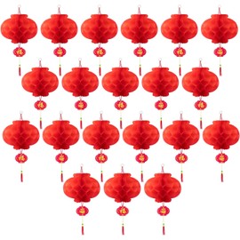 20 Pieces 10 Inch Chinese Red Paper Lanterns Festival Decorations for New Year, Spring Festival, Wedding and Restaurant