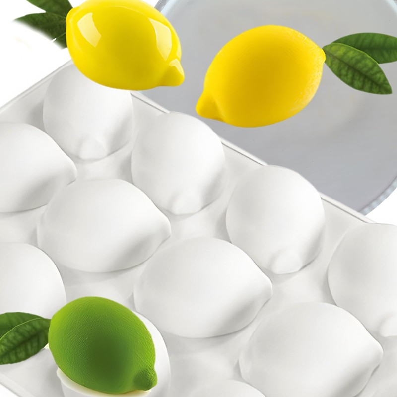 Silicone Lemon Mold, 15-Cavity Fruit Shape Baking Tray for Desserts,