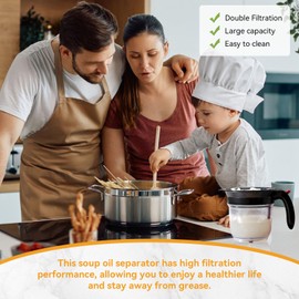 Gravy Fat Separator with Bottom Release, Gravy Separator Fat Separator Cup Grease Strainer for Cooking Gravy, Soups, Stew, Oil Separator