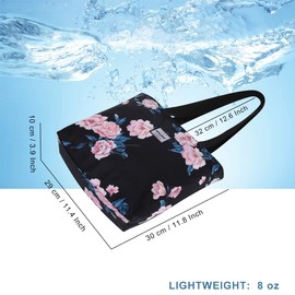 HAWEE Tote Bag with Zipper for Women Inside Mesh Pocket Heavy Duty Casual Anti-water Cloth Travel Shoulder Handbag, Peony