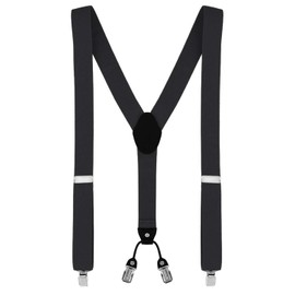 DonDon® Men's braces, wide, 4 clips, with Y-shaped leather, elastic and adjustable in length, in various designs -