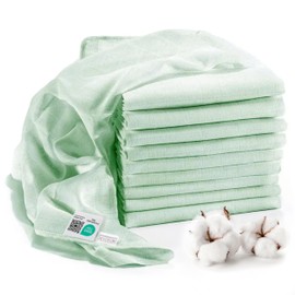 MAKIAN Muslin Nappies / Burp Cloths - Pack of 10, 80 x 80 cm, Oeko-Tex® Standard 100 Tested - Double Woven Cloth Nappies / Muslin Cloths with Reinforced Border - Mint Green