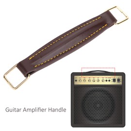 HilBeliFU 6.8in Guitar Case Handle Replacement, PU Leather Guitar Amplifier Handle, Brown Amp Handles Strap Set with Metal Mounting Plates and Screws for Amplifiers, Speaker