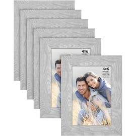 Langdon House 4x6 Picture Frames (Ash Gray, 6 Pack) Woodgrain Style, Richland Collection
