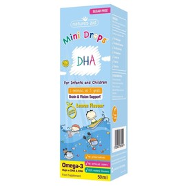 natures aid DHA Omega-3 Mini Drops for Infants and Children, Sugar Free, 50 ml (Pack of 6)