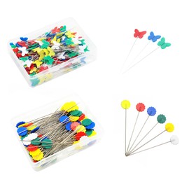 200Pcs Flat Head Straight Pins Kits, Sewing Flat Head Pins Set, Two Styles Colored Head Sewing Pins Quilting Pins with Storage Box for DIY Handicraft Marking and Positioning in Sewing