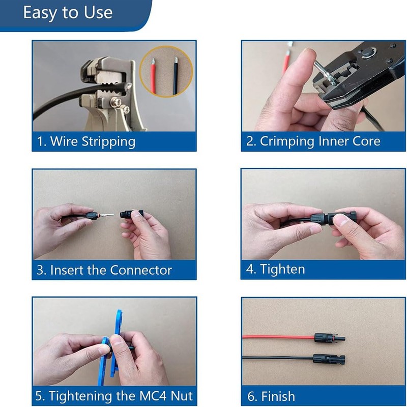 Leanockesa 10 Pairs MC4 Solar Connectors Male and Female, IP67