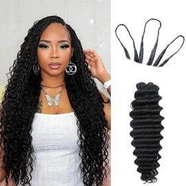 Ustarbeauty Deep Wave Knotless Pre-Separated Crochet Hair Extensions Feather Hair Extensions - 20", 120g