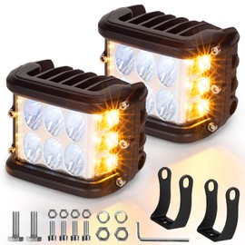 TALMYT 4 Inch Side Shooter Strobe Lights - Dual White & Yellow Flash, 36W LED Emergency Warning for Truck, Jeep, ATV, SUV, Boat
