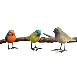 Garden Mile Set of 3 Small Bird Figurines for the Garden - Colourful Wildlife Garden Decorative Ornaments - Great Gift for Bird Lovers - Tree Patio Pond and Rockery Garden Decorations Outdoor