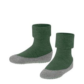 FALKE Unisex Children's Cosyshoe Minis K Hp Wool Non-Slip Nubs Stopper Socks, Green Seaweed 7297, 23 EU