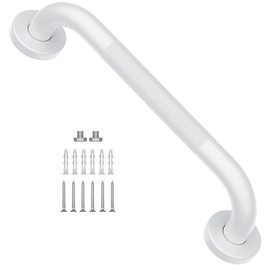 12 Inch Oil Rubbed White Grab Bar w/Anti-Slip knurled Grip, iMomwee Stainless Steel Wall Mount Bathroom Safety Handrail Support, Shower Balance Bar, Handicap Elderly Senior Assist Textured Bath Handle