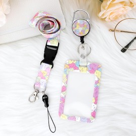 Nurse Teacher Lanyard with Id Holder,Badge Reel Cute Lanyard,Student Id Card Holder,Id Badge Holder,Name Badge Holders,Breakaway Lanyards for Id Badges,Work Badge Clip,RetractableLanyards for Keys