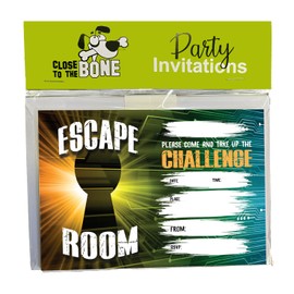 Close to the Bone 18 Kids Childrens/Adults Birthday Party Invitations ESCAPE ROOM Girls or Boys Pack of 18 including Envelopes A6 size 15cm x 10.5 cm #109