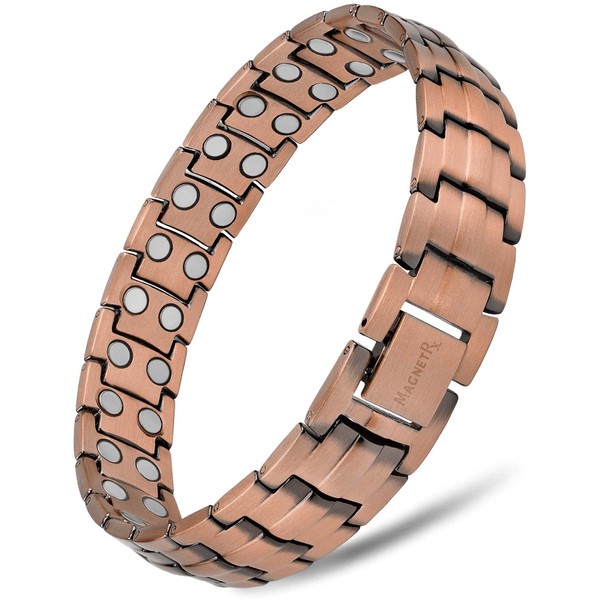 MagnetRX® Pure Copper Bracelet for Men – Effective Ultra Strength Magnetic Copper Bracelets – Adjustable Bracelet Length with Included Sizing Tool (Classic Style)