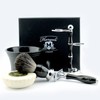 Pure black badger hair shaving set in black. The includes
