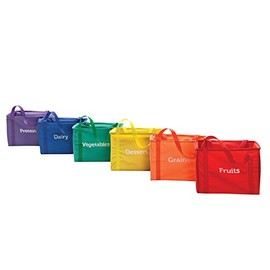 Sportime 1478721 My Plate Nutrition Container Set, Nylon, 13" x 9" x 10", Assorted Colors (Pack of 6)