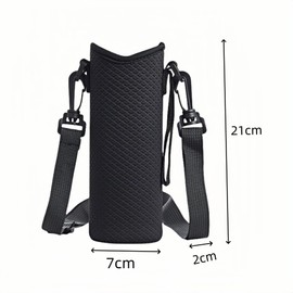 2 Pcs Water Bottle Carrier Bag,Water Bottle Holder Pouch, 7 x 21 cm Protector,Crossbody Sleeve Sling Holder with Adjustable Strap,for Backpack Camping Outdoor Sports Walking Short Hiking(Black)