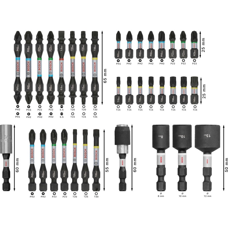 Bosch 36x PRO Impact Screwdriver Bit Set, 36-Piece (200 x
