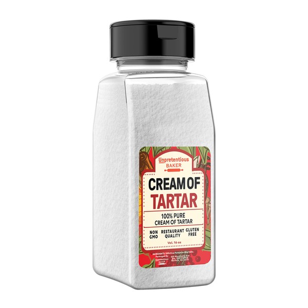 Cream of Tartar, 2 Cups by Unpretentious Baker, Highest Quality USP & Food Grade, Better than Restaurant Quality, Non-GMO, Gluten Free, Vegan, Slotted Cap Spice Shaker