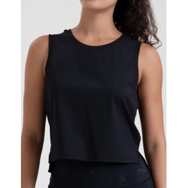 Colorfulkoala Women's Workout Top Quick Dry Athletic Shirt Mesh Back Muscle Tank (L, Black)