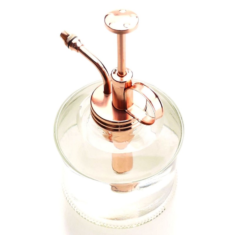Purism Style Plant Mister- Glass Bottle & Brass Sprayer (Clear