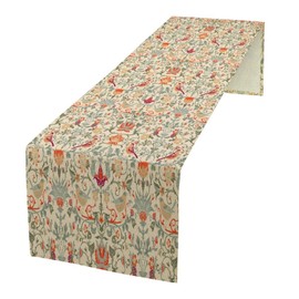 XBDDZSW William Morris Floral Table Runner, Vintage Flowers Boho Botanical Flowers Birds Printed Linen Table Runner for Home Kitchen Dining Table Decoration,13x70 Inch