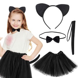 KERANEET Cat Costume Girls Cat Costume Kids Cat Costume Children Girls Cat Costume Kids Cat Tail Cat Ears Headband for Fancy Dress Costume Cat Children