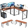 VECELO 59" L Shaped Computer Desk, Corner Computer Desk, Sturdy