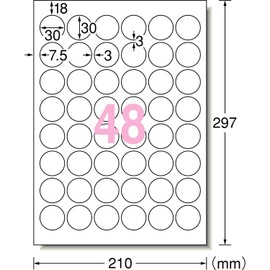 A-One 62448E Inkjet Super Water Resistant Matte Paper, 48 Sides, Round, 20 Sheets