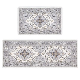 Pauwer Anti Fatigue Kitchen Mats for Floor 2 Piece Set, Cushioned Memory Foam Kitchen Rug, Non Slip Kitchen Runner Rug Carpet, Waterproof Kitchen Sink Area Rug Comfort Standing Mat for Kitchen Laundry