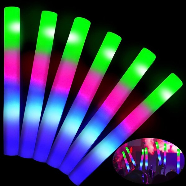 [ Ultra Bright ] 32 Pcs Giant 16 Inch Foam Glow Sticks New Years Eve Party Supplies Favors 3 Modes Color Changing Led Light Sticks Glow Batons Glow In The Dark Accessory for Birthday Wedding Christmas