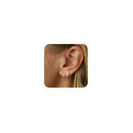 Viromy Gold Hoop Earrings for Women,14K Gold Plated Huggie Hoop Earrings Lightweight Hypoallergenic Earring Set Cubic Zircon Earrings Pack for Women Trendy Jewelry Gifts(Style7)