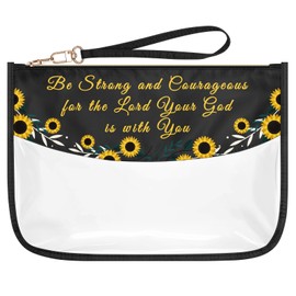 Motivational Encouragement Gift for Girls Women Clear Makeup Bag Inspirational Gifts for Her Daughter Sister Christian Religious Faith Gifts Cosmetic Bag Church Supplies Graduation Gift Toiletry Pouch