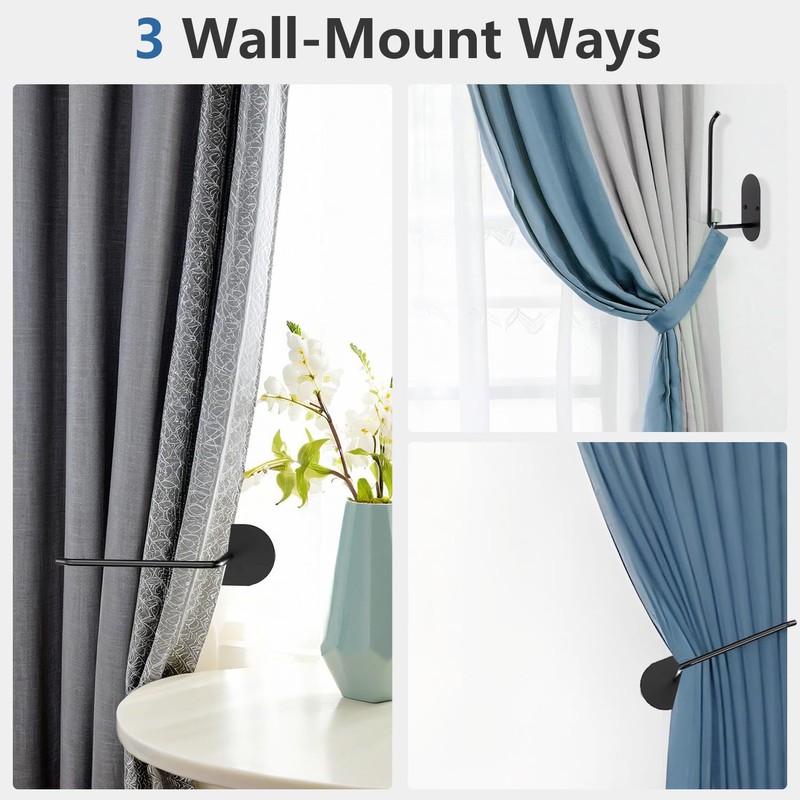 2 pcs Curtain tiebacks Hooks Screw-in, Curtain holdbacks Wall Mounted,
