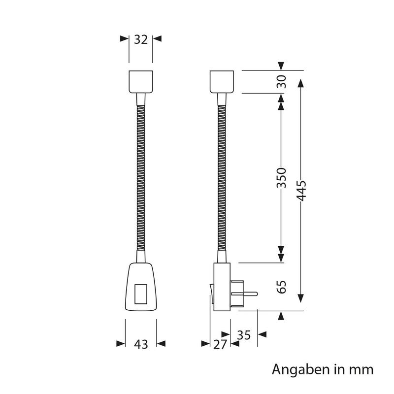 ledscom.de LESCH Socket Lamp Gooseneck Reading Lamp Chrome / Black