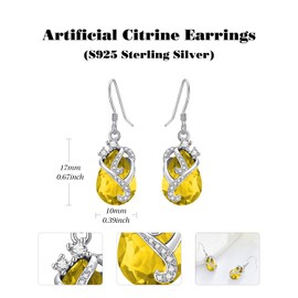 Women Sterling SilverJewelry Drop Dangle Earrings Yellow Crystal Earrings Gifts for Women…