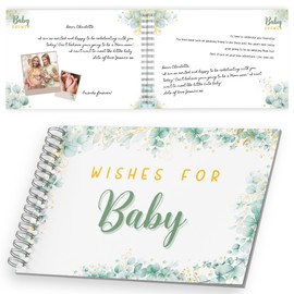 Baby Shower Guest Book – Floral Watercolour Design with Gold Accents | 60 Pages for Guest Messages, Memories & Photos | A5 Keepsake Album for Mum-to-Be Celebration