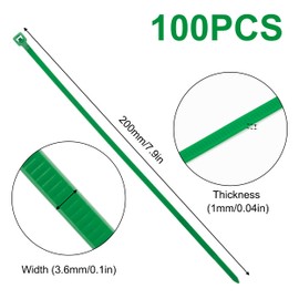 GUNGY Cable Ties Green 200 x 3.6 mm Cable Ties UV Resistant Heat Resistant Tensile Strength 18 kg for Cable Management Gardening Workshops Pack of 100