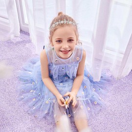 PRDGIRL First Communion Headband for Girls Rhinestone Floral Leaves Flower Girl Headpiece Hair Accessories for Women Baby Toddlers Wedding, Photography, Birthday Party (Silver)