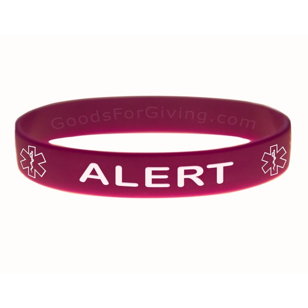 Medical Alert ID Bracelet Wristband - Purple - 7 Inches - Youth