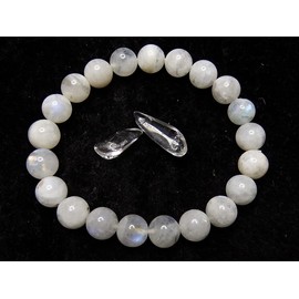 Stone Street Moonstone with Black Dots, Less Than 0.4 inches (10 mm), Natural Stone, Lover's Stone, Bracelet, Prayer Beads, Inner Circumference: Approx. 6.6 inches (168 mm), Stone, moonstone