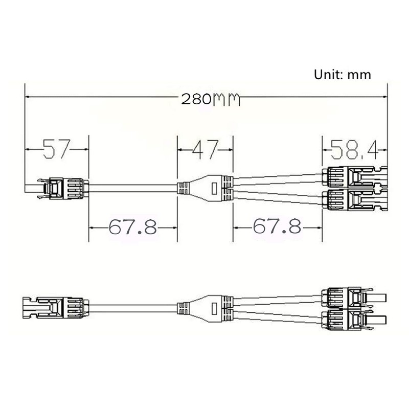 Solar connector Y branch parallel adapter Solar panel cable Photovoltaic